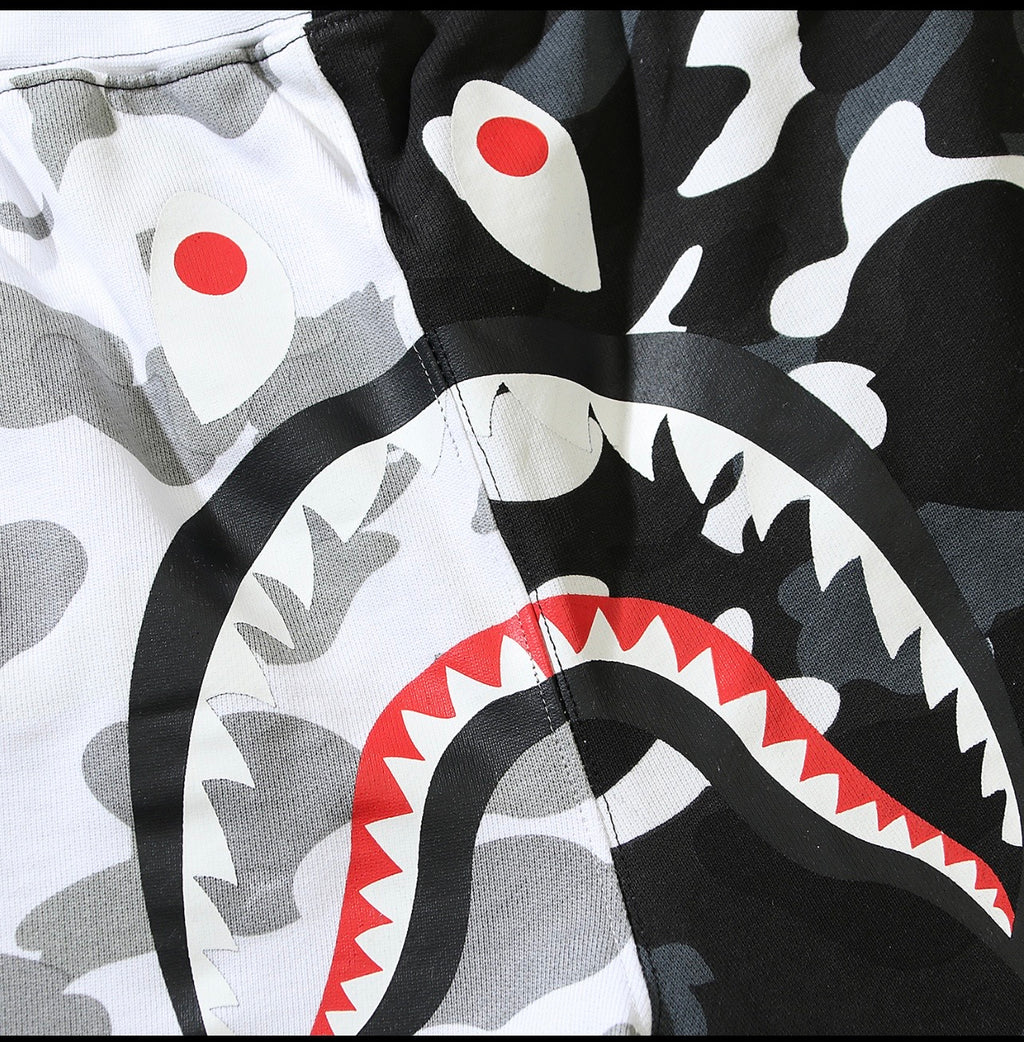 Bape Black & White Shark Camo Shorts
