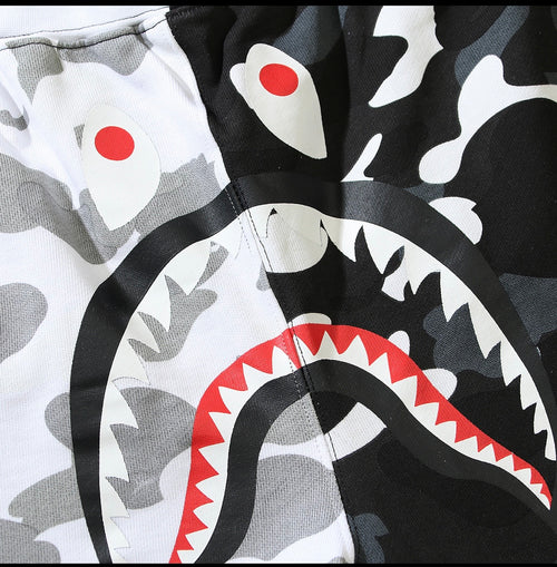 Bape Black & White Shark Camo Shorts