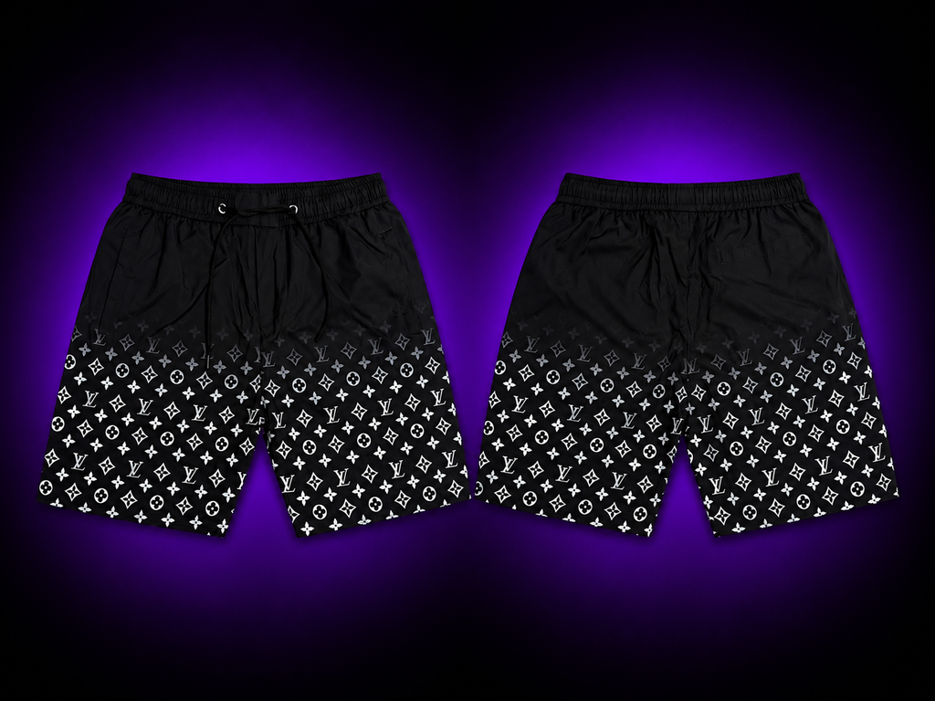 Black & White Monogram Fade Shorts