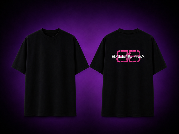 Black & Pink Logo Oversized Tee